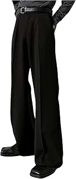 GORGLITTER Men's Flare Baggy Dress Pants Wide Leg Pleated